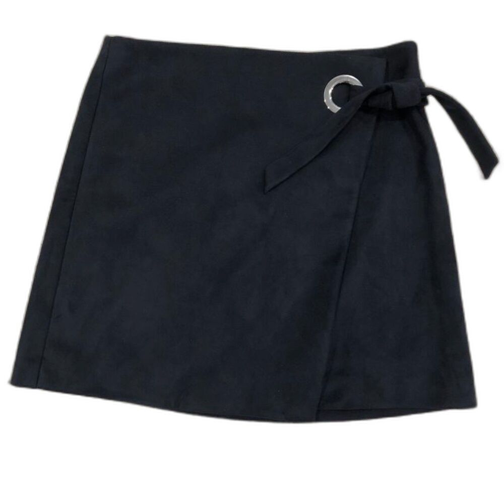 Loft Navy Blue Faux Suede Wrap Skirt with Grommet Detail Size 8 - Picture 3 of 13